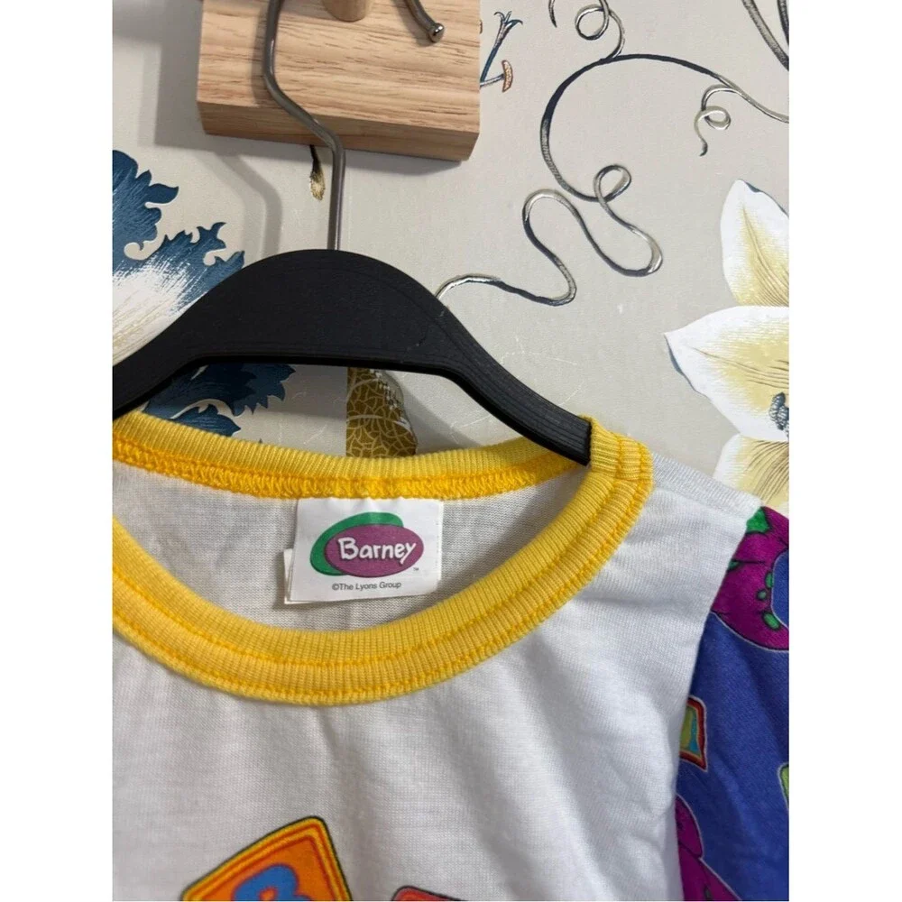 Vintage Barney Baby T shirt Pajama Shirt 18M Cartoon The Lyons Group Colorful